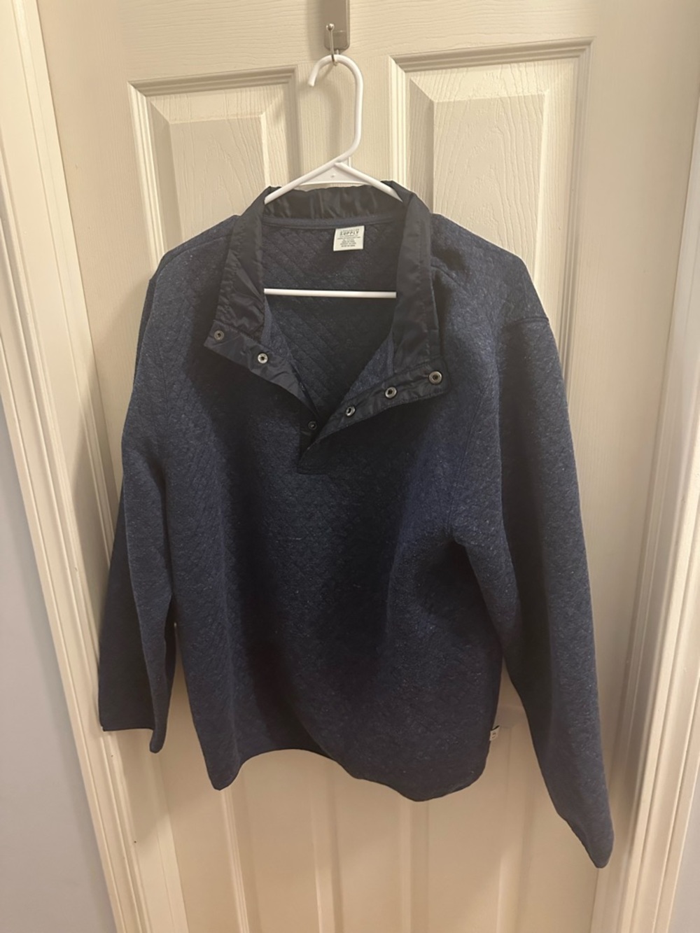London Fog Men's Quilted Navy Pullover Shirt Jacket